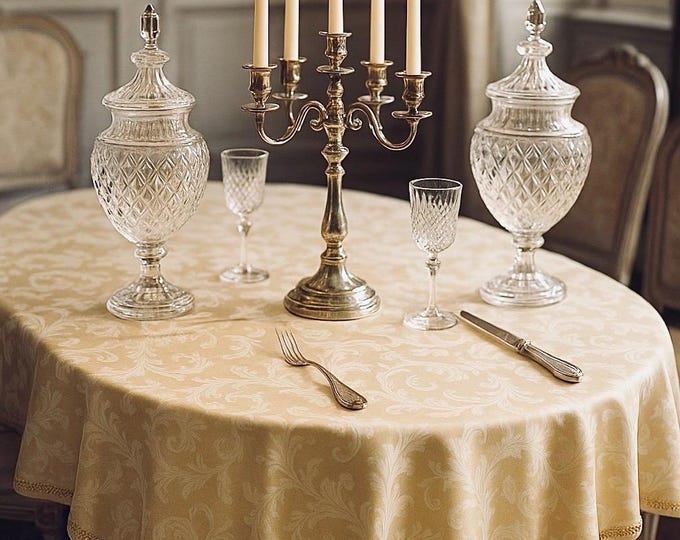 Tovaglia damasco lusso oro avorio  collezione “Royal Style” New design