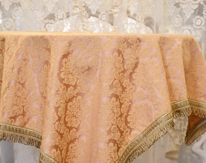 Table cover damask luxury pink antique collection "Royal Style" medallion