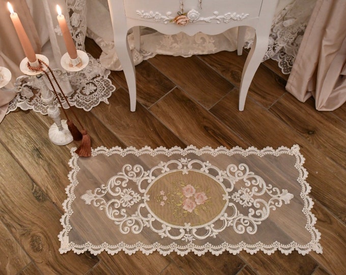 Tulle and embroidery doily “Rose Regali”
