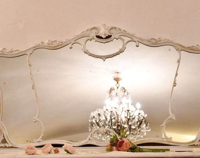 Wonderful Large Antique White Art Nouveau Mirror
