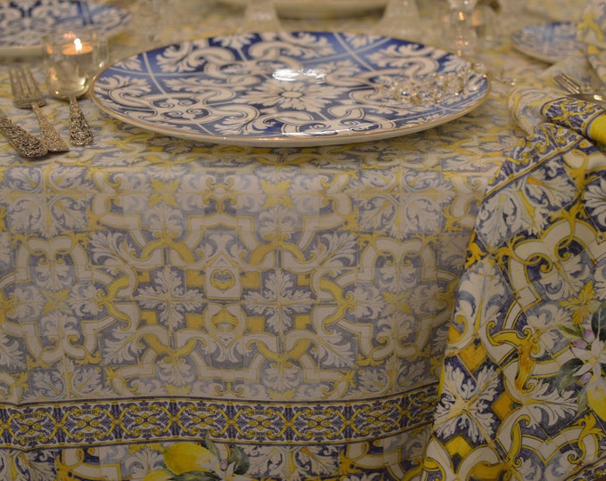 Cotton tablecloth "Santa Chiara church tiles"