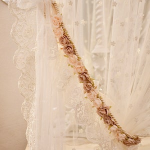 Pair of light and soft embroidered tulle curtains Sophia collection image 3