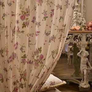 White Floral Shabby Chic Curtain Made in Italy