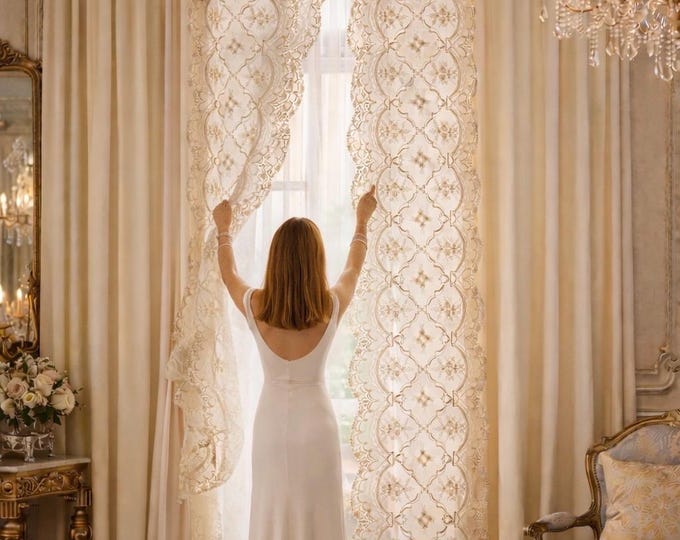 Pair of pure georgette curtains in Cashmere color "Imperial"