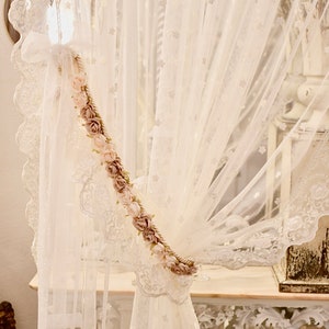 Pair of light and soft embroidered tulle curtains Sophia collection image 2