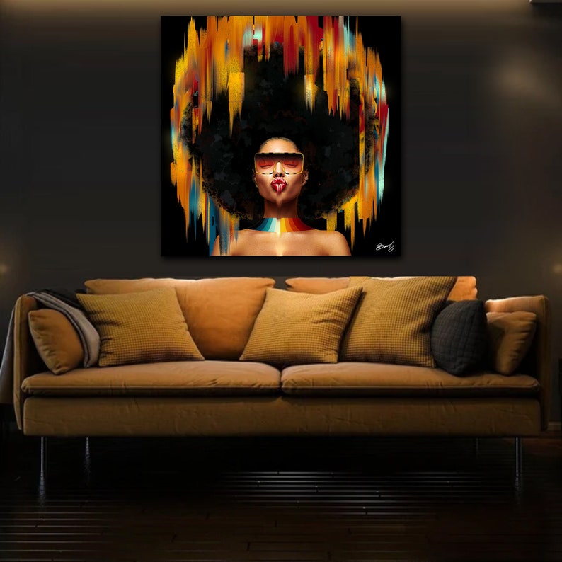 African American Art Black Girl Magic Afro Dripwall Art Etsy