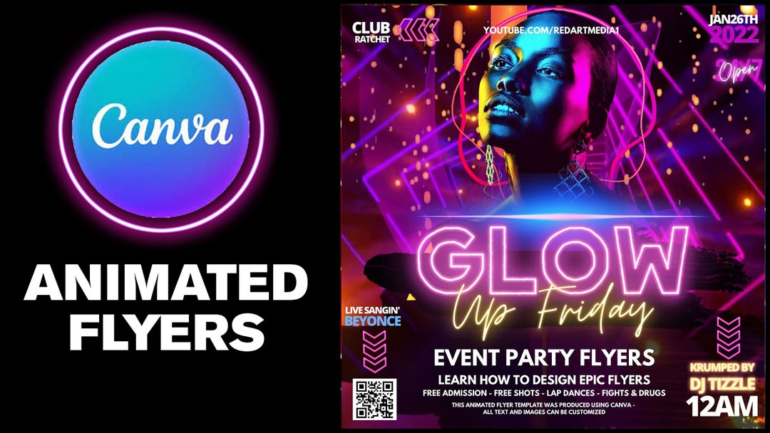 NEON Party Animated Flyer Template Design for Canva Photopea - Etsy UK NEON Party Animated Flyer Template Design for Canva Photopea - Etsy UK
