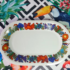 Villeroy & Boch ACAPULCO oval serving plate platter pickles dish for cakes, Mid Century tableware Boho porcelain china bone Vintage Retro
