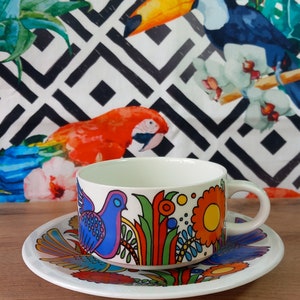 Villeroy & Boch ACAPULCO Tea - Coffee cup + saucer Mid 20th Century tableware Boho Retro design Christine Reuter in porcelain china bone