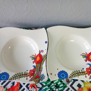 Villeroy & Boch ACAPULCO New Wave RARE quadratisch tief - Suppenteller oder Pastateller Porzellan Vintage Retro Vintage Mid Century Boho Flower Power