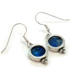 Pamogranet roman glass silver earring israeli design,amazing pamogranet silver earring,gift for her,roman glass jewelry,ancient jewelry