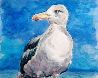 Seagull original watercolour painting A3 unframed