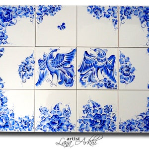 Kitchen Backsplashes Splashbacks custom wall tiles Hand painted Blue white ceramics 15x15cm kitchen coffee table interior wall mural panel