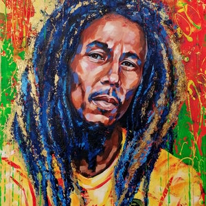 Bob Marley A3 print on 400gsm paper laminated from original acrylic painting by Lana Arkhi RMS
