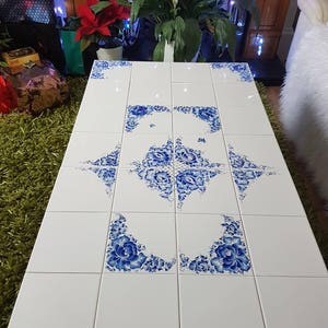 Hand painted tiles. Blue and white ceramics. Fireplace. Bathroom. Kitchen. Home decor. custom design image 9