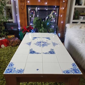 Hand painted tiles. Blue and white ceramics. Fireplace. Bathroom. Kitchen. Home decor. custom design image 2