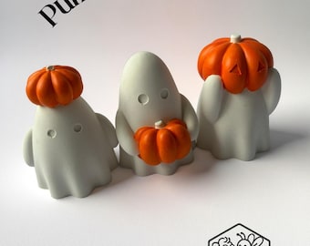 Calabazas fantasma de Jesmonite hechas a mano: Decoración espeluznante para Halloween