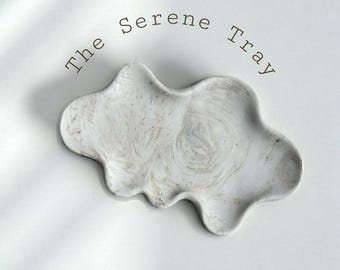 Bandeja de Jesmonite hecha a mano: Plato ondulado para baratijas, decoración de tocador