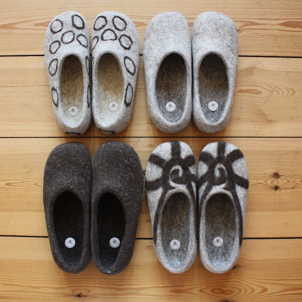 Felt Slippers / Size 37 - 46 (EU) / 100% wool