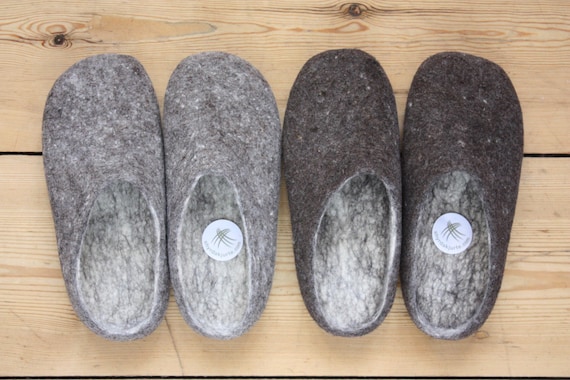Felt Slippers Size S 36 38 M 39 41 L 42 44 XL 45 47 100 Wool Round Felted Without Seam Etsy UK