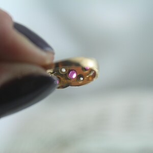 Victorian Ruby Diamond 18k Gold Snake Ring - Antique Love Ring, Size 5 image 8