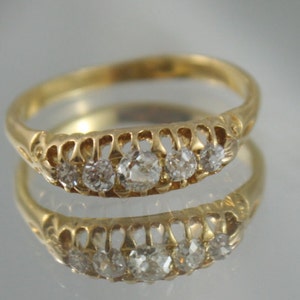 FREE SHIPPING Victorian Antique 18kt,750, gold antique 5 x European cut diamonds eternity ring promise ring ladies image 1