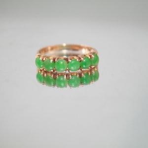 Victorian 14k Rose Gold Chrysoprase Eternity Ring - Size 5.5
