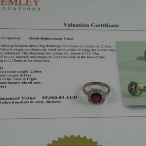 Art Deco Ruby Diamond Halo Ring: 18kt White Gold, Size 7.75 image 10