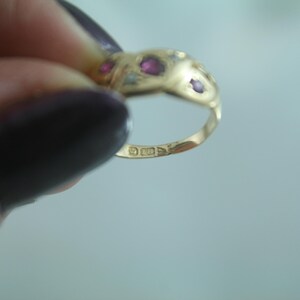Victorian Ruby Diamond 18k Gold Snake Ring - Antique Love Ring, Size 5 image 5