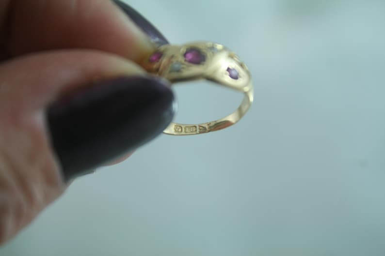 Victorian Ruby Diamond 18k Gold Snake Ring - Antique Love Ring, Size 5 image 5