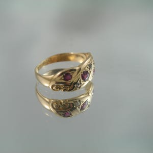 Victorian Ruby Diamond 18k Gold Snake Ring - Antique Love Ring, Size 5 image 3