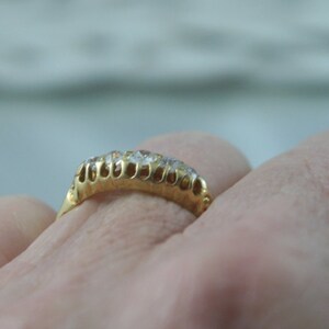 FREE SHIPPING Victorian Antique 18kt,750, gold antique 5 x European cut diamonds eternity ring promise ring ladies image 5