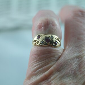 Victorian Ruby Diamond 18k Gold Snake Ring - Antique Love Ring, Size 5 image 4