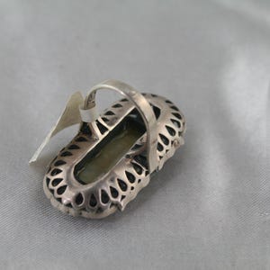 Vintage Marcasite Ring: Sterling Silver Mother of Pearl, Size 6 image 3