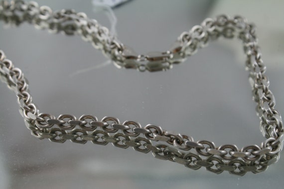 Heavy solid silver diamond cut link chain, Neckla… - image 1