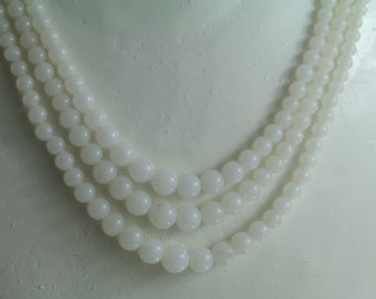 1920s Chalcedony Bead Necklace, Sterling Silver Marcasite Clasp, Germany