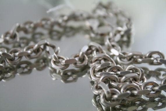 Heavy solid silver diamond cut link chain, Neckla… - image 2