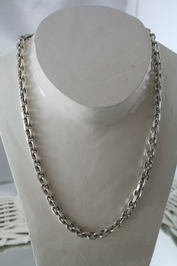 Heavy solid silver diamond cut link chain, Neckla… - image 3