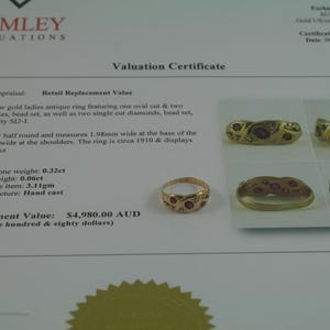 Victorian Ruby Diamond 18k Gold Snake Ring - Antique Love Ring, Size 5 image 10