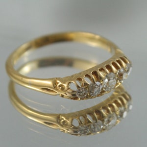 FREE SHIPPING Victorian Antique 18kt,750, gold antique 5 x European cut diamonds eternity ring promise ring ladies image 2