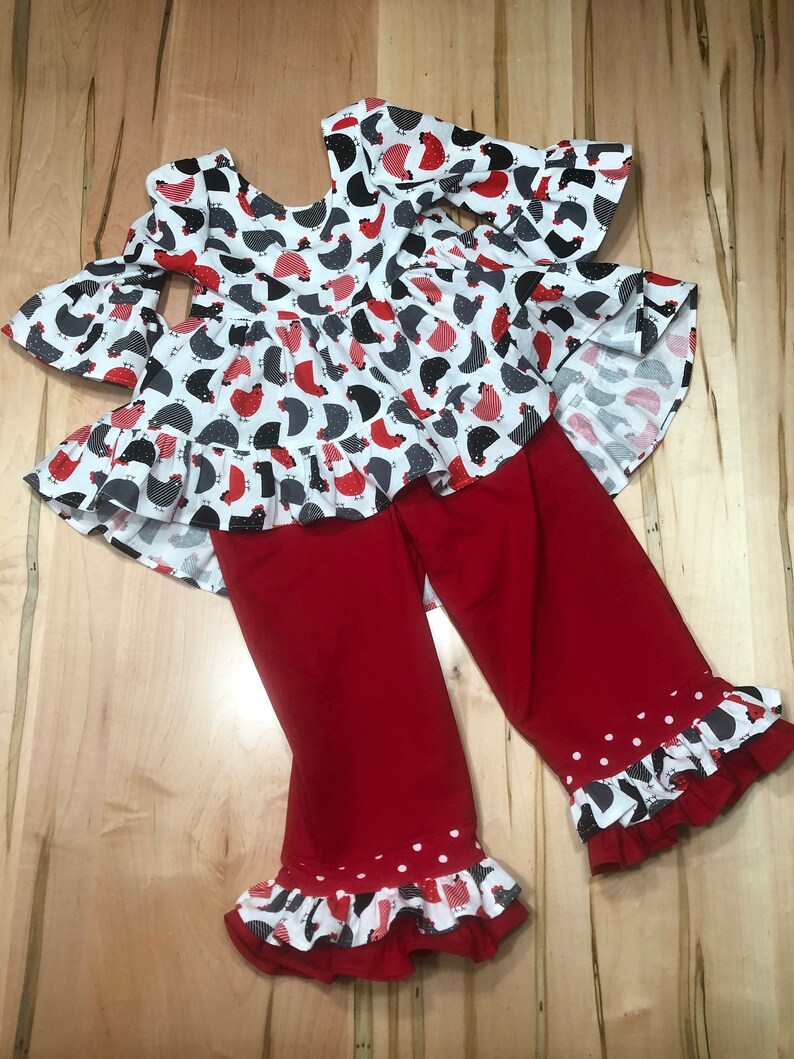 Girls Size 4T ruffles shirt and pants set