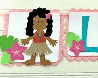 Hula girl hawaïen bannière, bannière bébé Aloha, je suis une bannière, d’anniversaire Luau hawaïen, shower de bébé de Luau, décor de fête Luau hawaïen hawaïen