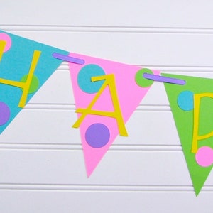 polka dot banner, happy birthday banner, bright party banner, polka dot birthday party decoration, bright party decor, polka dot baby shower image 1