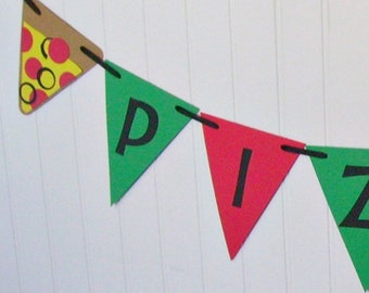 pizza party banner, pizza birthday party, junk food party, slumber party, pizza night banner, pizzeria party banner, pizza party decor