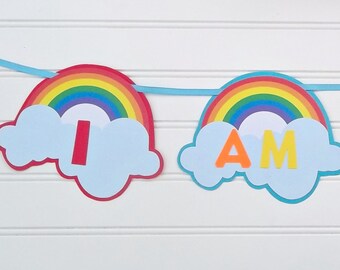 I am one rainbow banner, rainbow 1st birthday banner, rainbow birthday banner, rainbow baby shower, rainbow birthday party