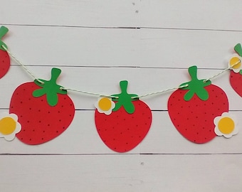 Farmhouse style strawberry banner strawberry decorations strawberry garland strawberry birthday strawberry baby shower