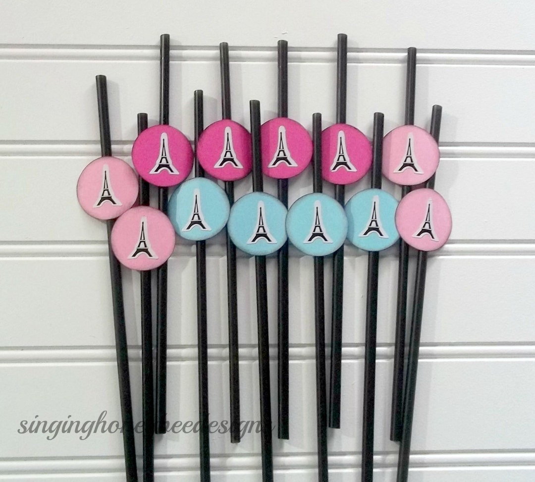 Paris Party Straws Eiffel Tower Party Straws Paris Birthday Etsy
