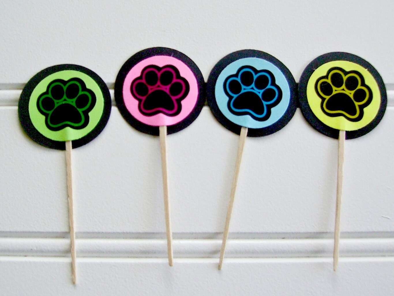 Paw Print Cupcake Toppers Pet Cupcake Toppers Kitty Puppy Etsy
