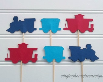 Train cake topper, Small Choo choo train topper, Train cupcake toppers, Train Birthday party, Train Decorations, Choo choo train baby shower