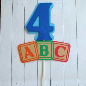 Age topper in ABC blocks theme, smash cake topper, 1st birthday